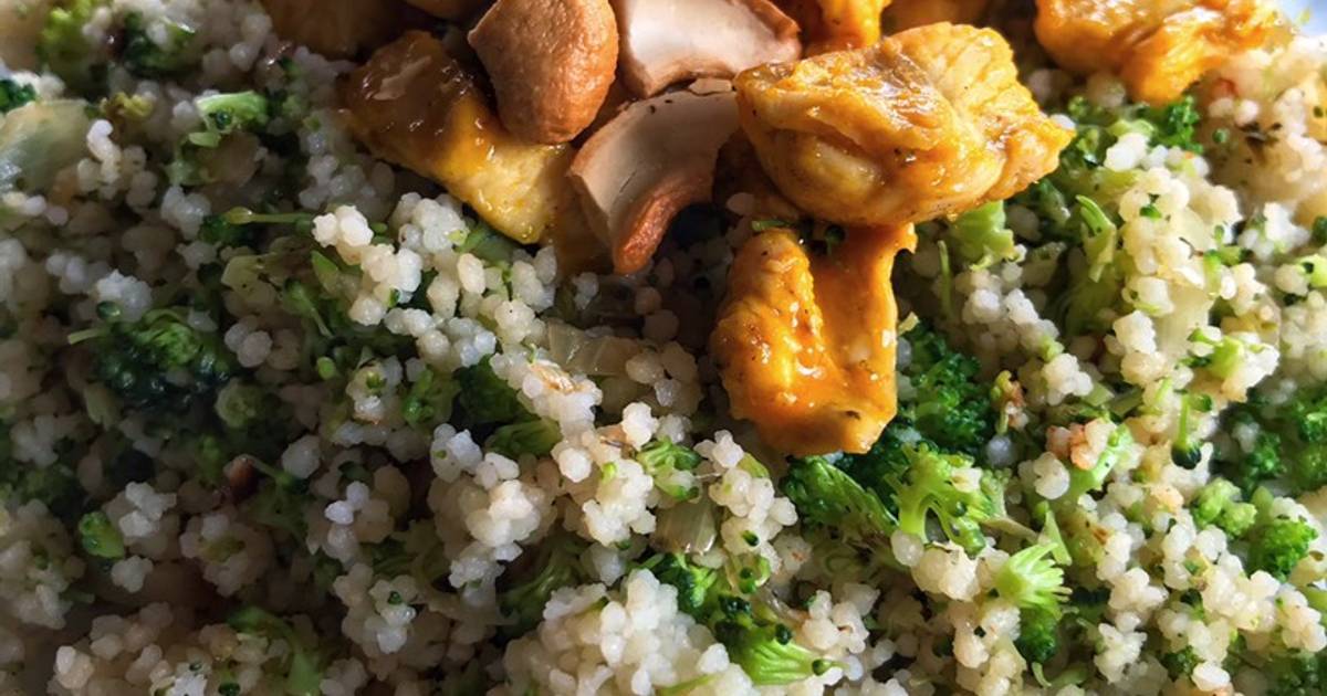 Cous cous de brócoli con pollo a la naranja Receta de Isabella Calcagno