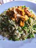 Cous cous de brócoli con pollo a la naranja
