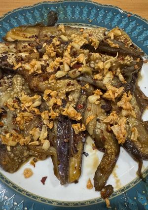 Foto resep Terong Bumbu Unagi dengan Taburan Bawang Putih Goreng dan Chili Flakes