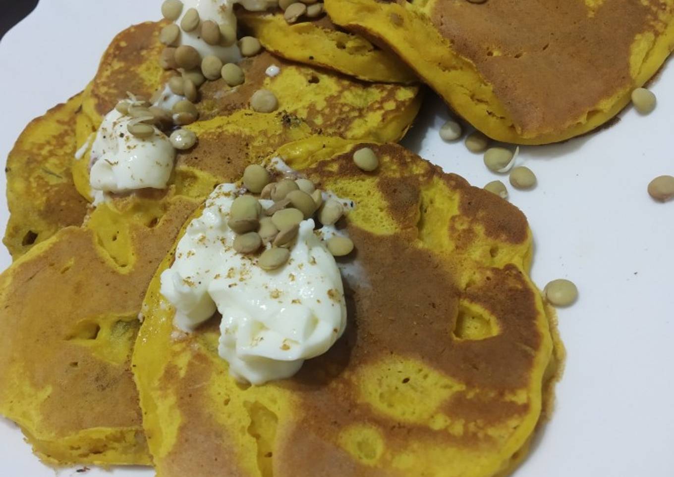 Pancakes salados con sobras de puré de calabaza
