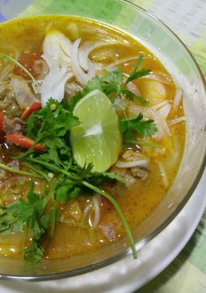 Hình của món Bún tái chả nấu nhanh.