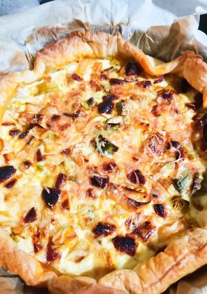 Une photo de Tarte poireaux / chorizo
