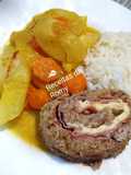 Rolo de Carne de porco recheada com Chourição, Queijo e Fiambre