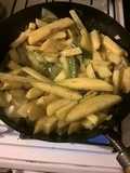 Papas calabresas con pimiento y cebolla