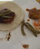 Tacos de cuaresma de tortitas de polvo o harina  de pescado, chía y  mezquite con nopales y cebolla
