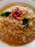 Risotto delicato su vellutata di zucca🍚🥓🧅🎃
