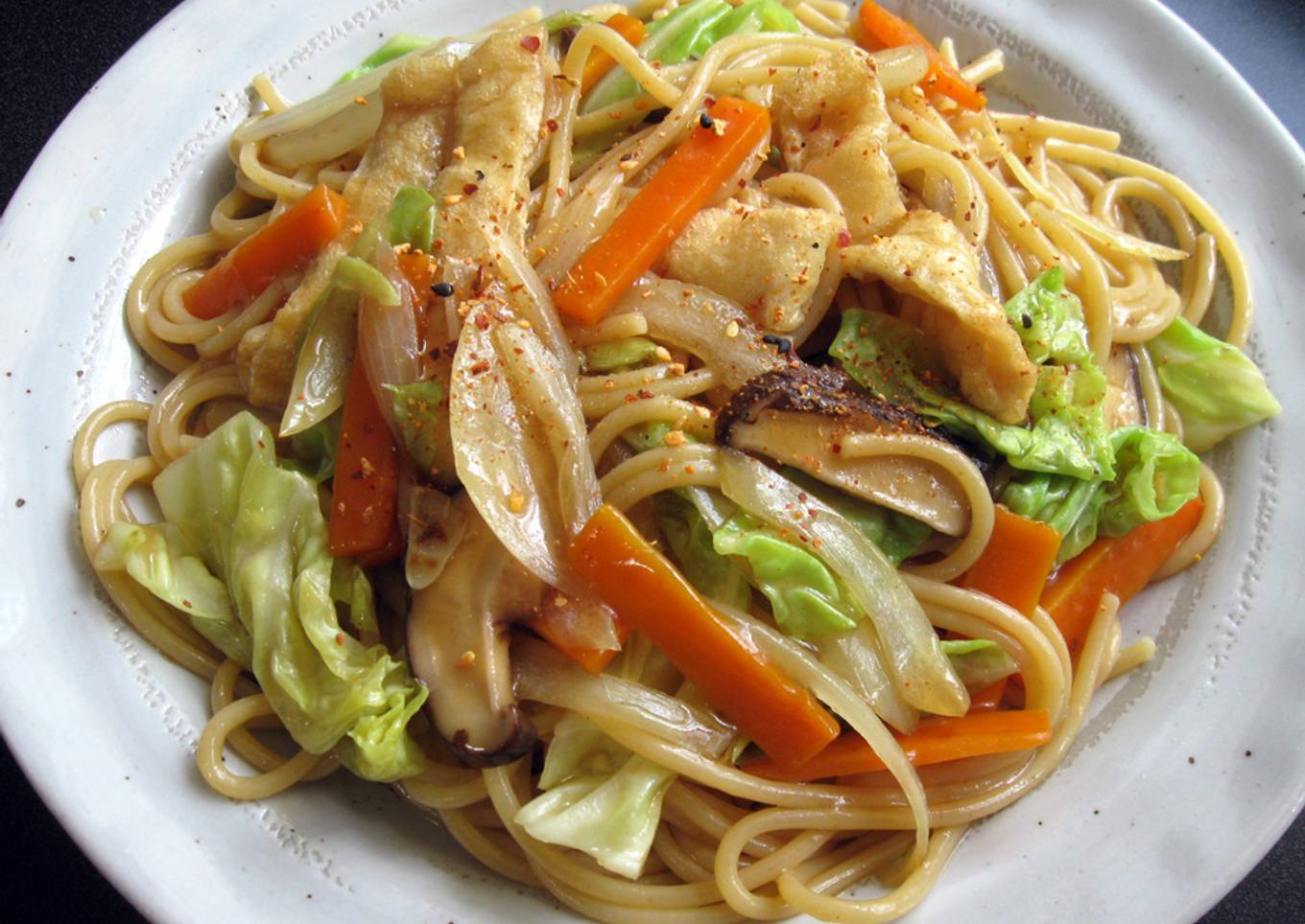Vegan Japanese Stir-fried Vegetable & Spaghetti (OR Udon)