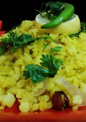 A picture of Pohe (Indian Style Flattened Rice Recipe)A Popular Breakfast In Western India.