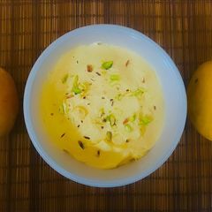 A picture of Mango Shrikhand🥭Amrakhand (Flavoured Yogurt Dessert).