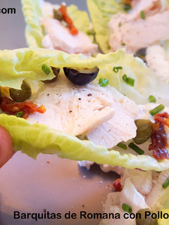 Una foto de Barquitas de romana con pollo y requesón