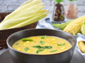 Foto resep Summer Corn Soup with fresh Herbs/ Krim Sup Jagung