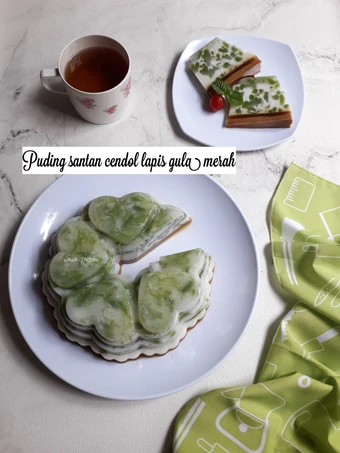 Cara Mudah Membuat Resep Puding santan cendol lapis gula merah yang Bikin Ngiler Anti Ribet, Uenak Banget