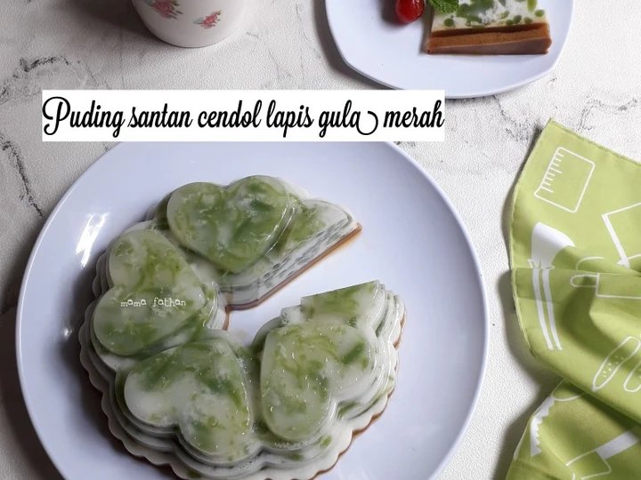 Cara Mudah Membuat Resep Puding santan cendol lapis gula merah yang Bikin Ngiler Anti Ribet, Uenak Banget