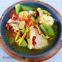 A picture of Cod Fish With Cucumber Soup.