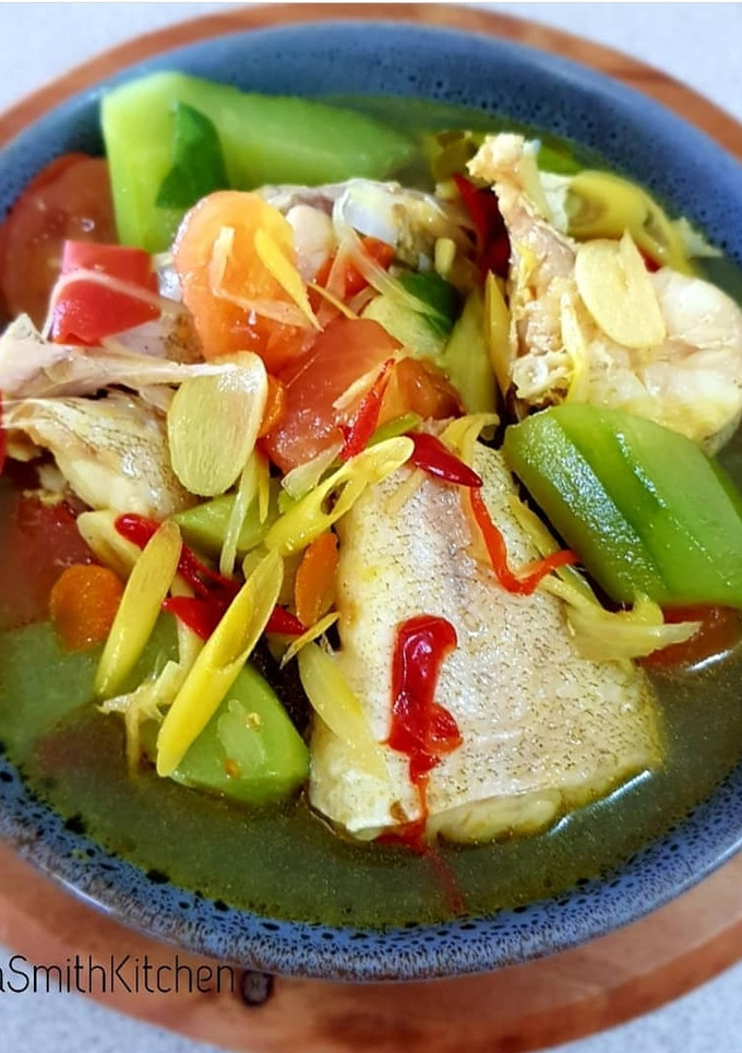 A picture of Cod Fish With Cucumber Soup.