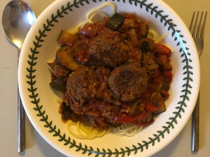 Easy Steps Make|Recipe} Spaghetti with Venison Meatballs and Ratatouille, Tasty