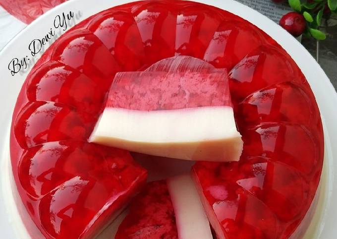 Cara Membuat Resep Puding Lumut Merah Putih