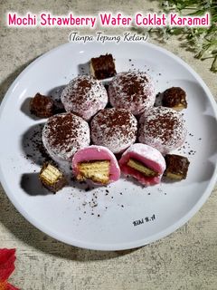 Foto resep Mochi Strawberry Wafer Coklat Karamel (tanpa tepung ketan)