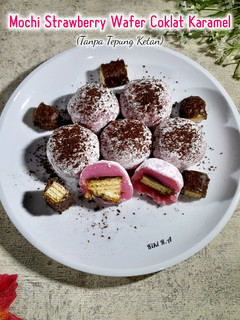 Foto resep Mochi Strawberry Wafer Coklat Karamel (tanpa tepung ketan)