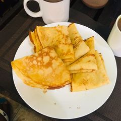Vanilla flavored crepes for breakfast or dessert A picture of Vanilla flavored crepes for breakfast or dessert.