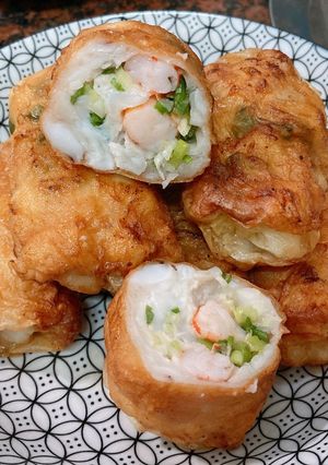 花枝蝦腐皮卷 的食譜成品照片