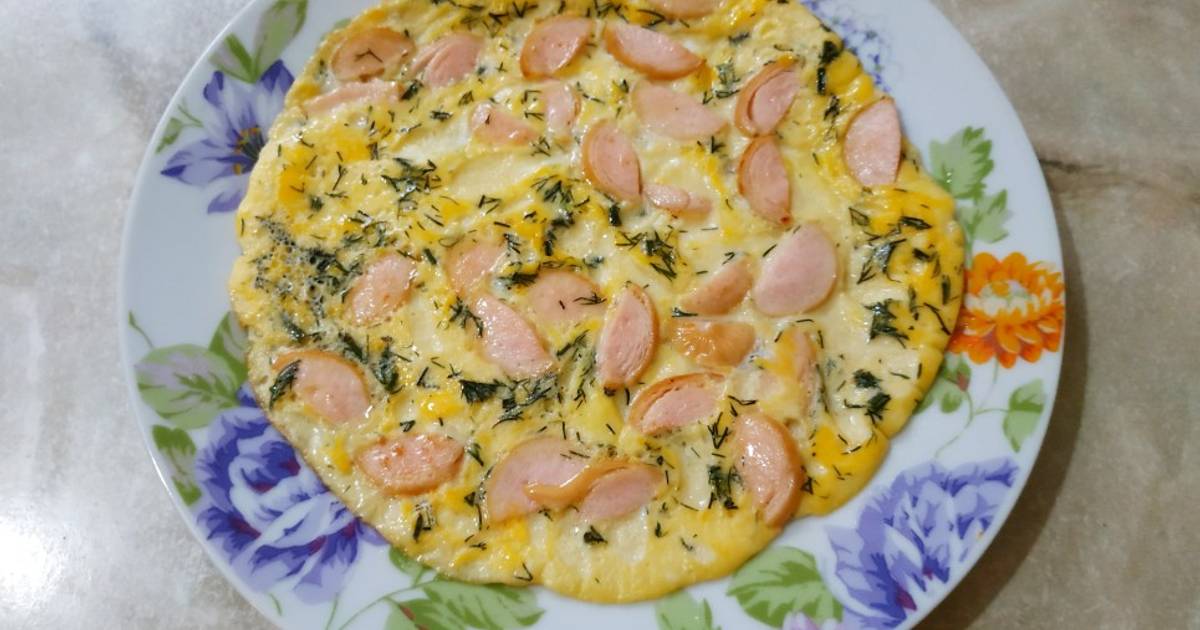 Пирог из кабачков с сыром и сосисками