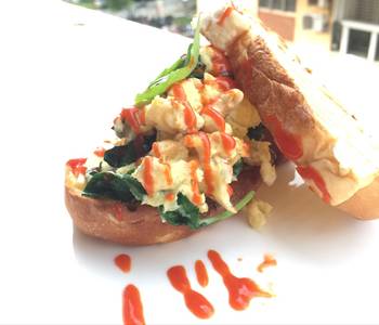 Ready to Serve Scrambled Eggs With Basil Blue Cheese Sandwich Delicious Simple