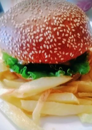 Φωτογραφία της συνταγής Burger original 🍔! Με τηγανητές πατάτες 🍟!