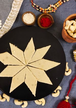 A picture of Kaju Katli (Cashew Fudge).
