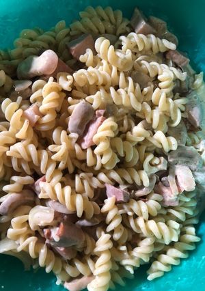 O poză a rețetei Paste cu ciuperci și mușchi de porc!.