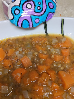 Una foto de Lentejas con calabaza y zanahoria en olla a presión