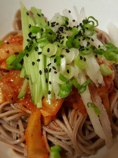 A picture of Kimchi buckwheat noodles.
