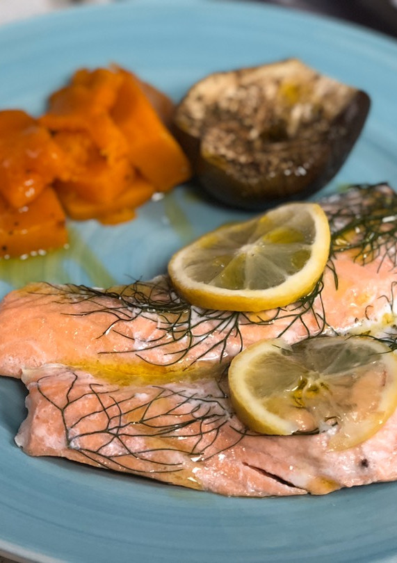 Una foto de Salmón en papillote hecha en la sartén