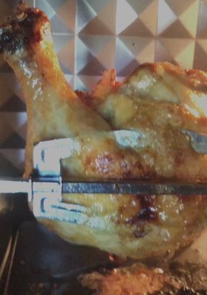A picture of California Farm Rotisserie Chicken in the Air Fryer.
