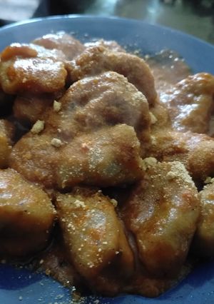Una foto de Gnocchi veganos caseros con salsita de cebolla