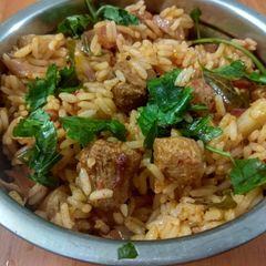 A picture of Soya 65 fried rice.