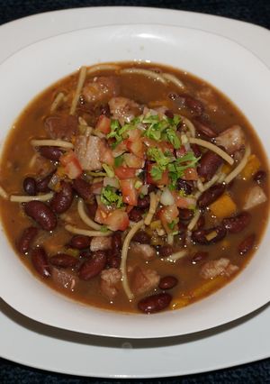 A picture of Porotos con Riendas (Chilean Beans with Noodles) - Jon Style.