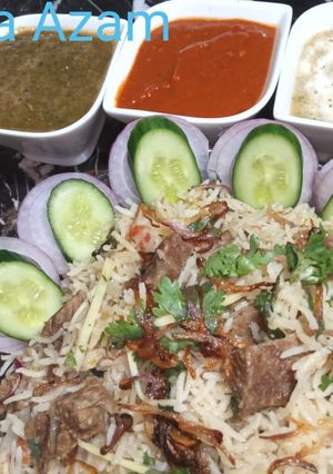 A picture of Beef pulao🍲بیف پلاٶ🍲.