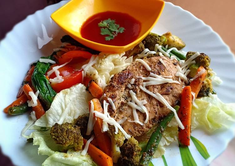 Recipe of Tasty Pan Seared Chicken Breast with Saute Vegetables