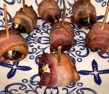 Easy Prepare Recipe Dates filled with goat cheese and covered in bacon easy Very Delicious