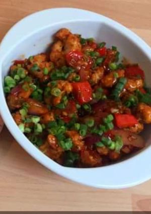 A picture of Chilli masala tofu (healthy stated).