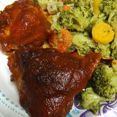 A picture of Apples and Oranges Barbecued Chicken.