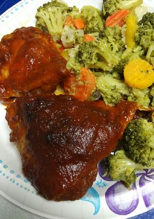 A picture of Apples and Oranges Barbecued Chicken.