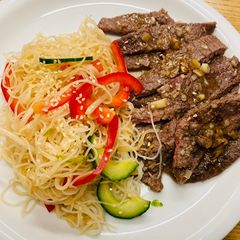 Asian Fried Steak With Noodle Salad A picture of Asian Fried Steak With Noodle Salad.