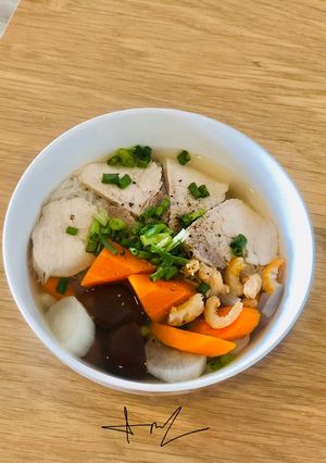 Hình của món Bún gạo nấu rau củ.