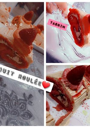 صورة لوصفة Biscuit roulé au 🍓بيسكوي رولي