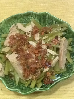 Una foto de Ensalada de judías verdes con aceite de jamón