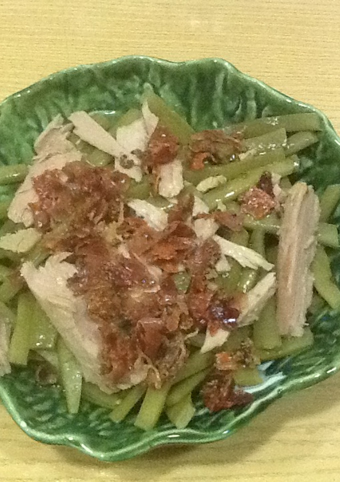 Una foto de Ensalada de judías verdes con aceite de jamón