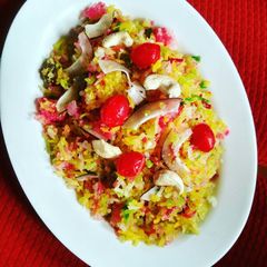 A picture of Zarda Pulao or Sweet Rice.