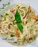 Fetuccine con camarones y calamares LuisFy